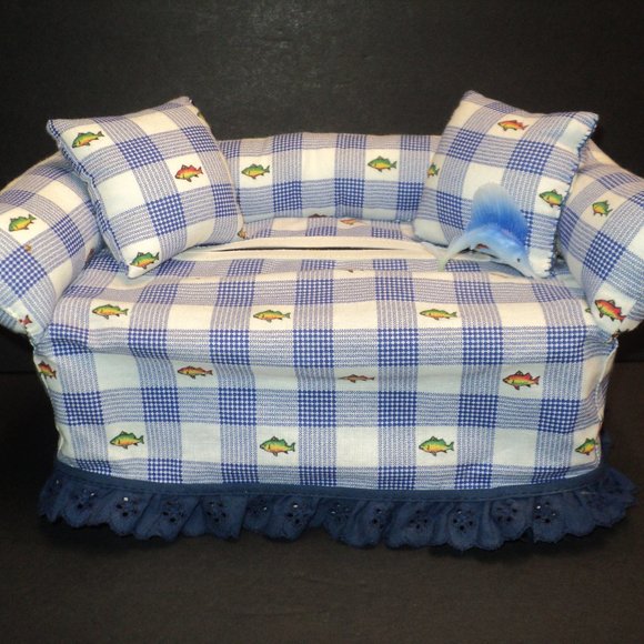 Handmade Fish-Themed Tissue Box Cover Cotton - Picture 1 of 5